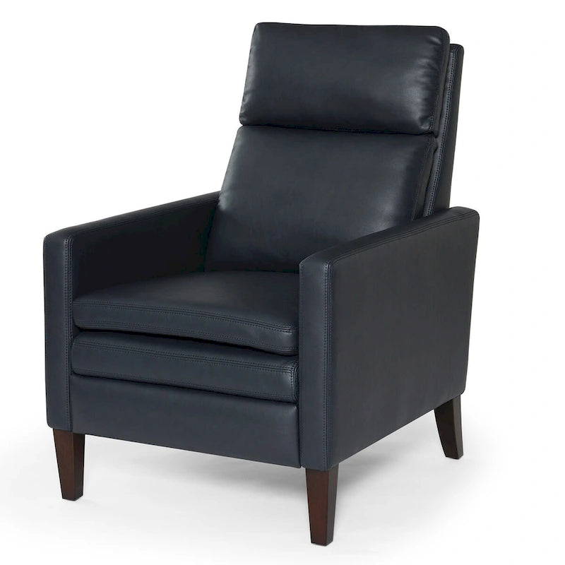 Fauteuil inclinable à pousser en similicuir, fauteuil de relaxation manuel élégant, structure robuste et repose-pieds extensible, siège de détente haut de gamme, meuble de salon indispensable