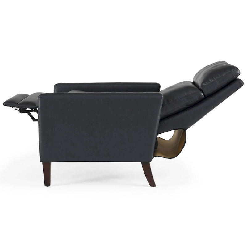 Fauteuil inclinable à pousser en similicuir, fauteuil de relaxation manuel élégant, structure robuste et repose-pieds extensible, siège de détente haut de gamme, meuble de salon indispensable