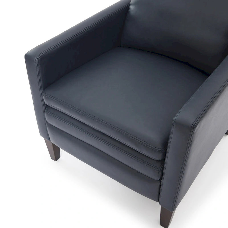 Fauteuil inclinable à pousser en similicuir, fauteuil de relaxation manuel élégant, structure robuste et repose-pieds extensible, siège de détente haut de gamme, meuble de salon indispensable