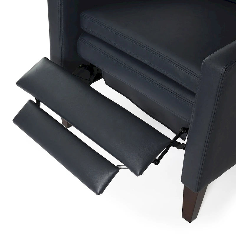 Fauteuil inclinable à pousser en similicuir, fauteuil de relaxation manuel élégant, structure robuste et repose-pieds extensible, siège de détente haut de gamme, meuble de salon indispensable