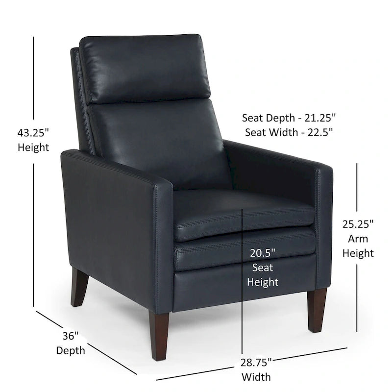 Fauteuil inclinable à pousser en similicuir, fauteuil de relaxation manuel élégant, structure robuste et repose-pieds extensible, siège de détente haut de gamme, meuble de salon indispensable
