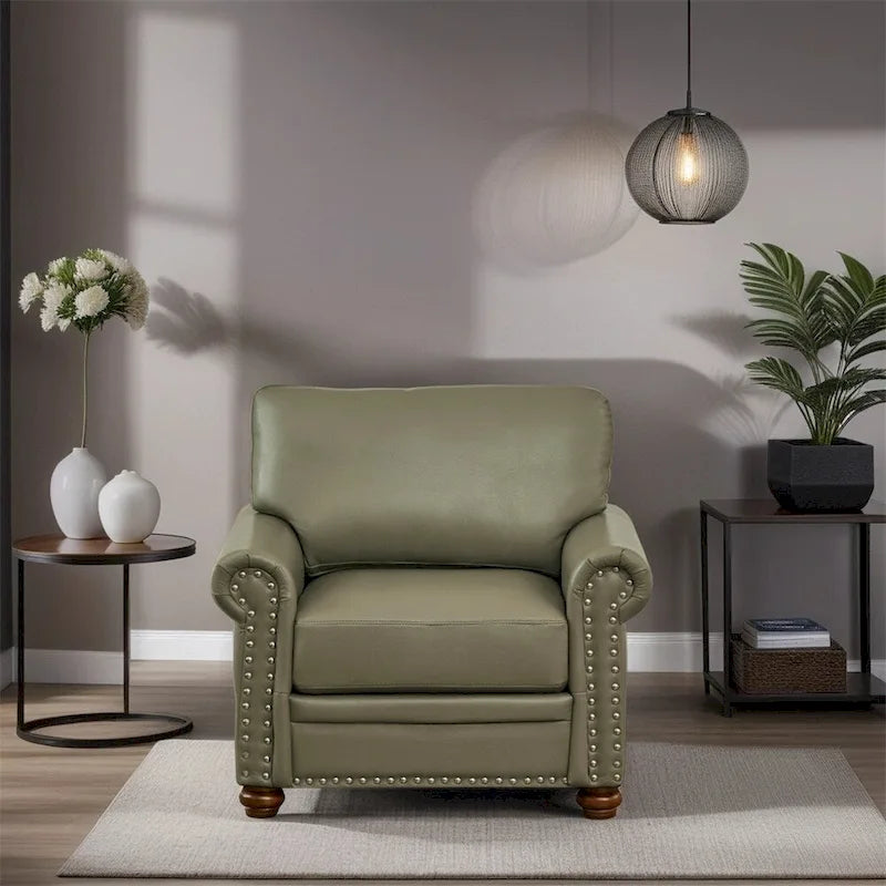 Living Room Sofa Single Seat Chair with Wood Leg Faux Leather