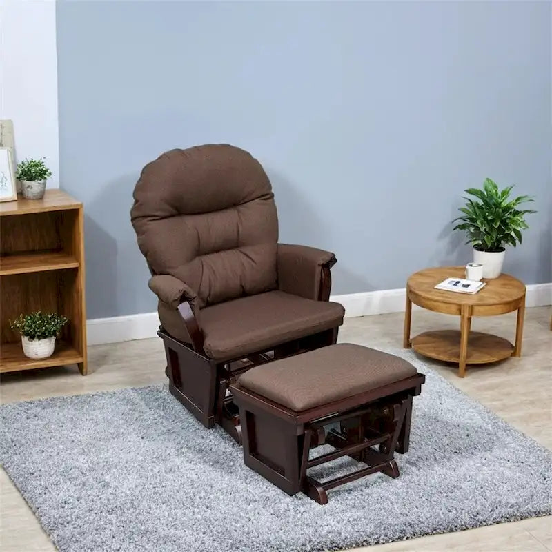 Nursery Glider Rocking Chair with Ottoman,Thick Padded Cushion Seating