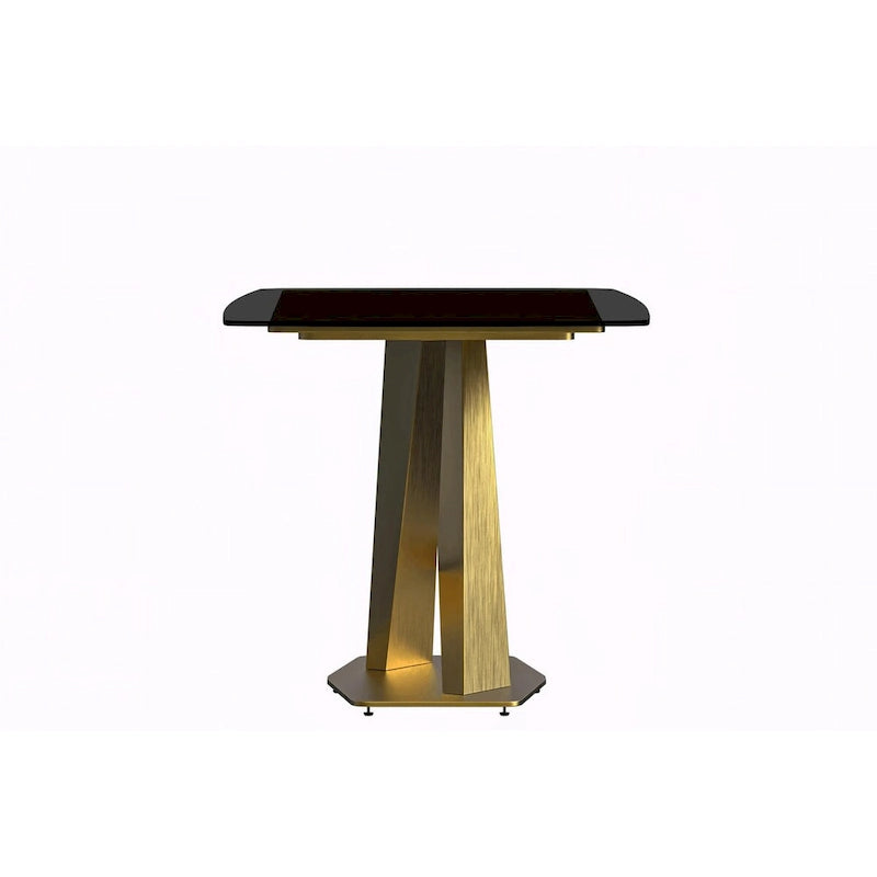 Table de salle à manger avec plateau rectangulaire et piétement en acier inoxydable