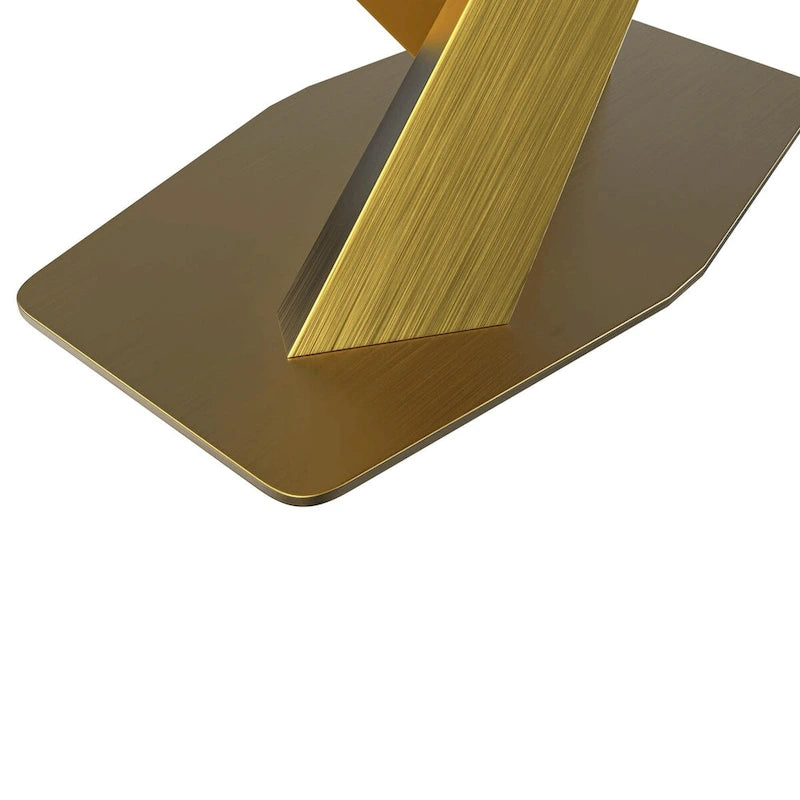 Table de salle à manger avec plateau rectangulaire et piétement en acier inoxydable