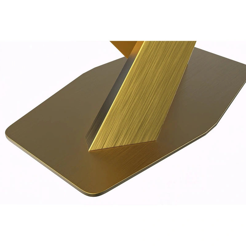 Table de salle à manger avec plateau rectangulaire et piétement en acier inoxydable