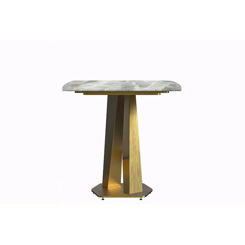 Table de salle à manger avec plateau rectangulaire et piétement en acier inoxydable