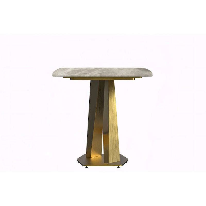 Table de salle à manger avec plateau rectangulaire et piétement en acier inoxydable