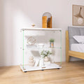 Vitrine en verre à deux portes avec 2 étagères, présentoir de rangement sur pied, élégante vitrine pour objets de collection, décoration, livres dans le salon et le bureau