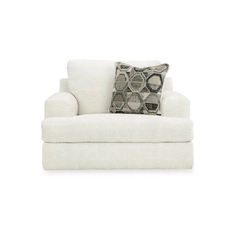 Fauteuil d'accent de 51 pouces, 1 coussin, siège surdimensionné lâche, polyester blanc