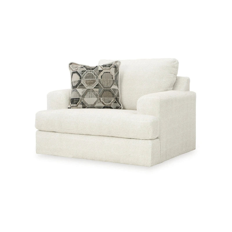 Fauteuil d'accent de 51 pouces, 1 coussin, siège surdimensionné lâche, polyester blanc