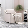 Fauteuil pivotant à 360 degrés au design ergonomique avec finition en clous de laiton, blanc