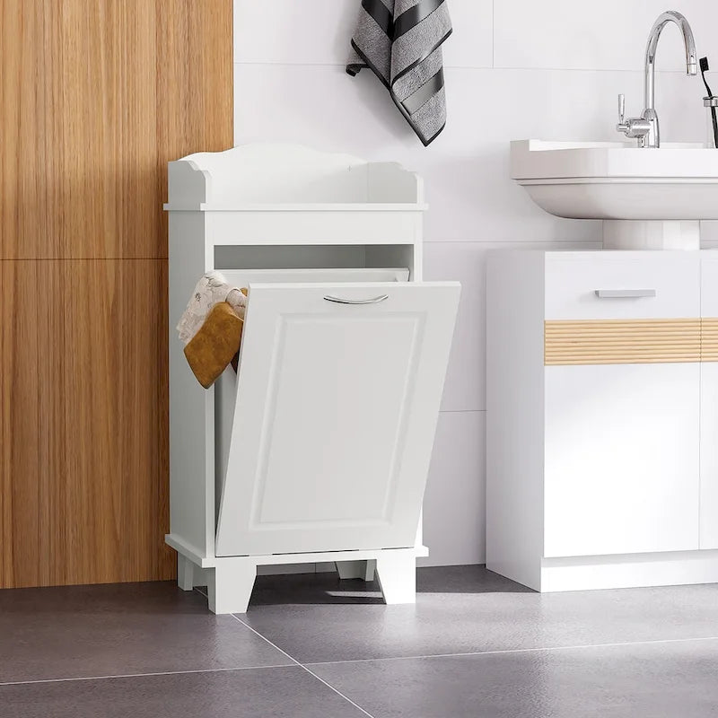 Tilt Out Laundry Hamper,Free Standing Home Organizer Hamper,Bathroom Storage Cabinet